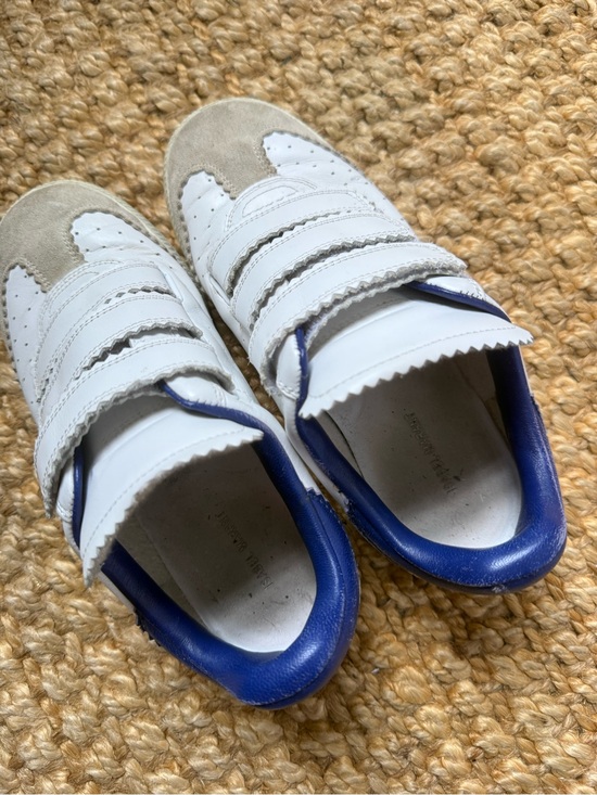 Isabel Marant Shoes - Isabel Marant White and Beige Leather Suede Sneakers